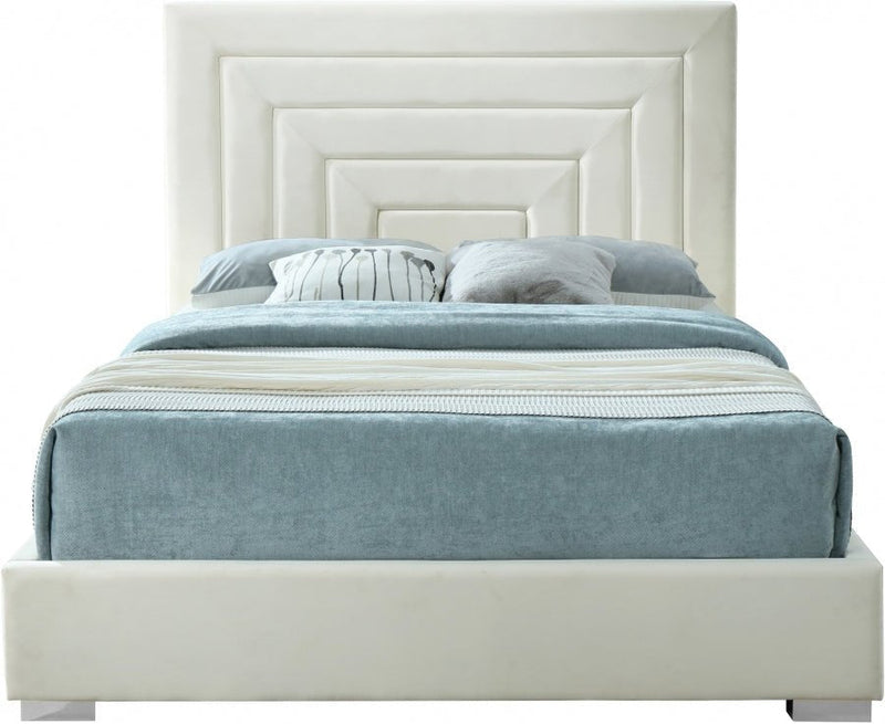 Nora Velvet King Bed Cream - Gate FurnitureKing Bed