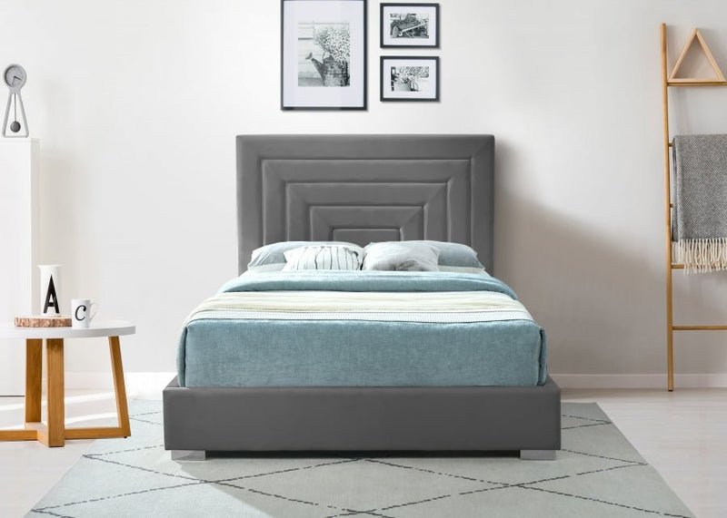 Nora Velvet King Bed Grey - Gate FurnitureKing Bed