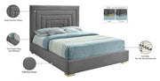 Nora Velvet King Bed Grey - Gate FurnitureKing Bed