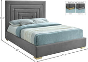Nora Velvet King Bed Grey - Gate FurnitureKing Bed