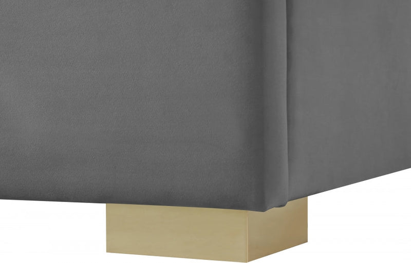 Nora Velvet King Bed Grey - Gate FurnitureKing Bed