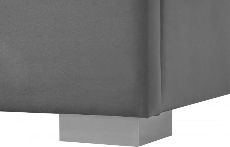 Nora Velvet King Bed Grey - Gate FurnitureKing Bed