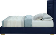 Nora Velvet Queen Bed Blue - Gate FurnitureQueen Bed