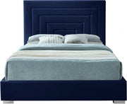 Nora Velvet Queen Bed Blue - Gate FurnitureQueen Bed