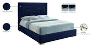 Nora Velvet Queen Bed Blue - Gate FurnitureQueen Bed