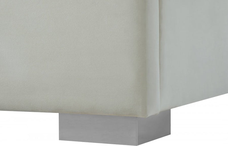 Nora Velvet Queen Bed Cream - Gate FurnitureQueen Bed