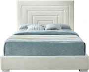 Nora Velvet Queen Bed Cream - Gate FurnitureQueen Bed