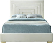 Nora Velvet Queen Bed Cream - Gate FurnitureQueen Bed