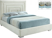 Nora Velvet Queen Bed Cream - Gate FurnitureQueen Bed