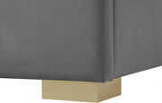 Nora Velvet Queen Bed Grey - Gate FurnitureQueen Bed