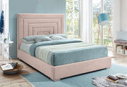 Nora Velvet Queen Bed Pink - Gate FurnitureQueen Bed