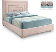 Nora Velvet Queen Bed Pink - Gate FurnitureQueen Bed