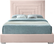 Nora Velvet Queen Bed Pink - Gate FurnitureQueen Bed