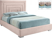 Nora Velvet Queen Bed Pink - Gate FurnitureQueen Bed