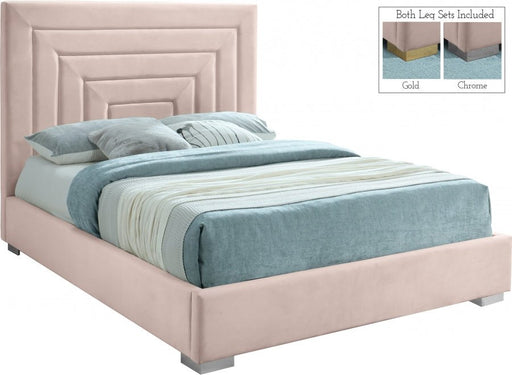 Nora Velvet Queen Bed Pink - Gate FurnitureQueen Bed