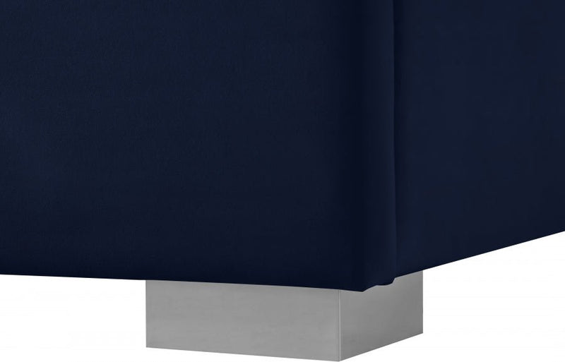 Nora Velvet Twin Bed Blue - Gate FurnitureTwin Bed