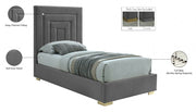 Nora Velvet Twin Bed Grey - Gate FurnitureTwin Bed