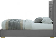 Nora Velvet Twin Bed Grey - Gate FurnitureTwin Bed
