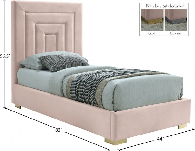 Nora Velvet Twin Bed Pink - Gate FurnitureTwin Bed