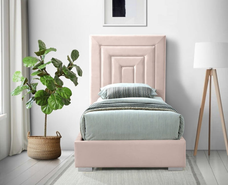 Nora Velvet Twin Bed Pink - Gate FurnitureTwin Bed