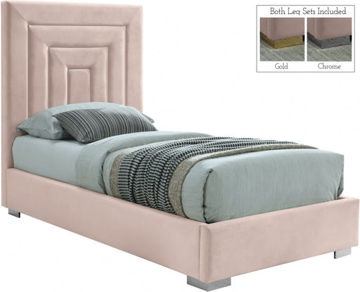 Nora Velvet Twin Bed Pink - Gate FurnitureTwin Bed