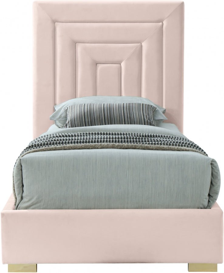 Nora Velvet Twin Bed Pink - Gate FurnitureTwin Bed