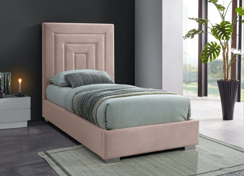 Nora Velvet Twin Bed Pink - Gate FurnitureTwin Bed