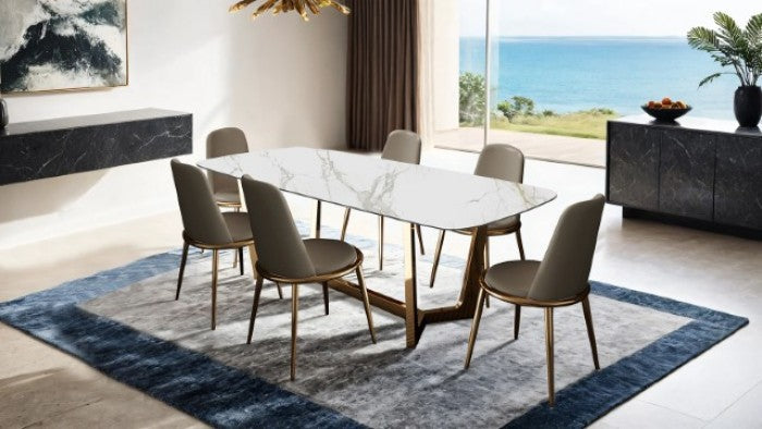 Norelli Gold/White Dining Table - FM3701GD-T-TABLE