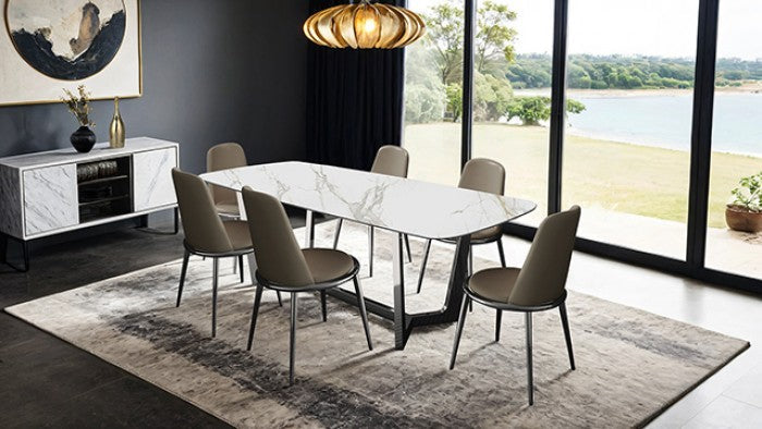 Norelli Silver/White Dining Table - FM3701SV-T-TABLE