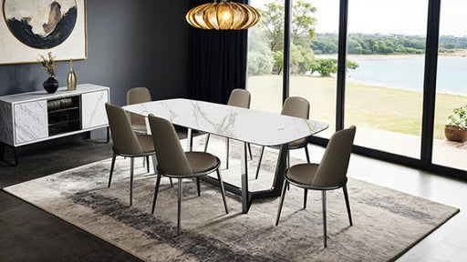 Norelli Silver/White Dining Table - FM3701SV-T-TABLE