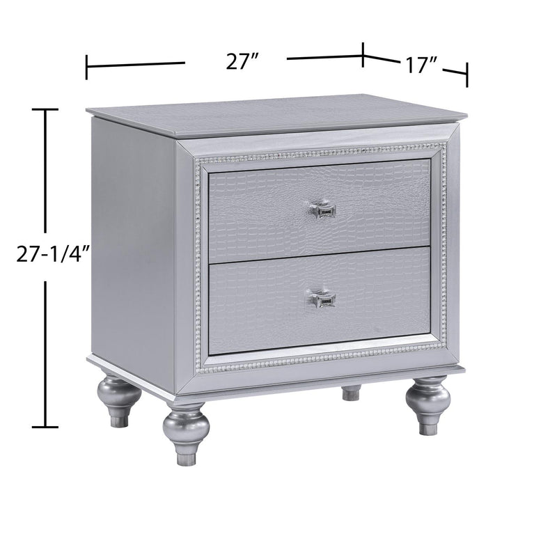 Nottingham - 2 Drawers Silver Nightstand - B207-N