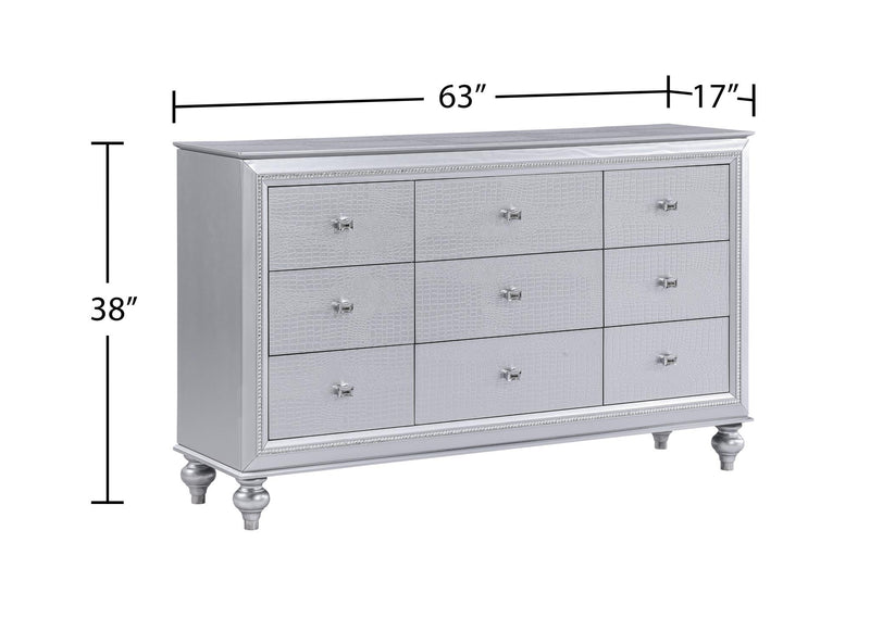 Nottingham - 9 Drawers Silver Dresser - B207-D