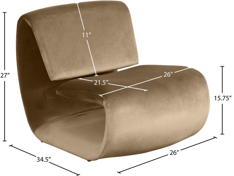 Nouveau Velvet Upholstered Accent Chair in Beige - 33022Beige