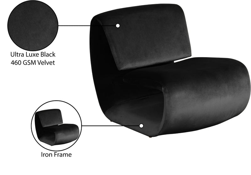 Nouveau Velvet Upholstered Accent Chair in Black - 33022Black