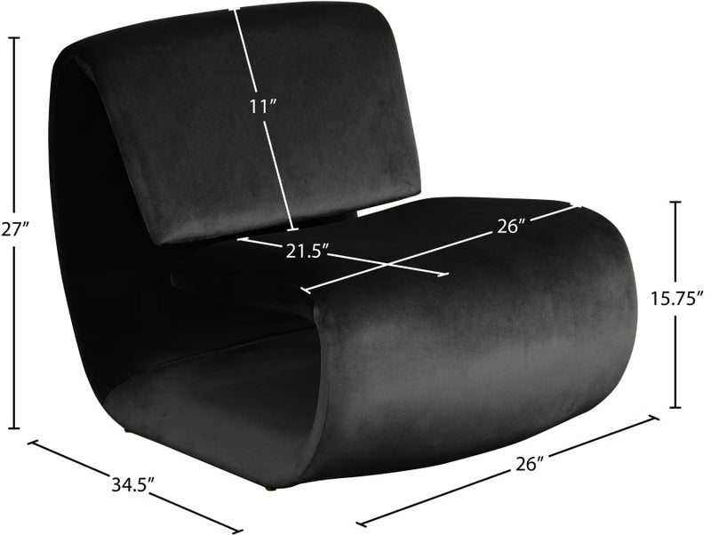 Nouveau Velvet Upholstered Accent Chair in Black - 33022Black