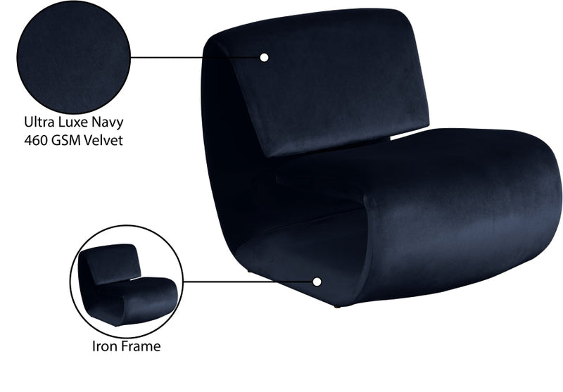 Nouveau Velvet Upholstered Accent Chair in Blue - 33022Navy
