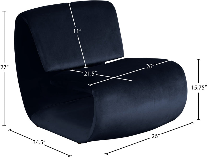Nouveau Velvet Upholstered Accent Chair in Blue - 33022Navy