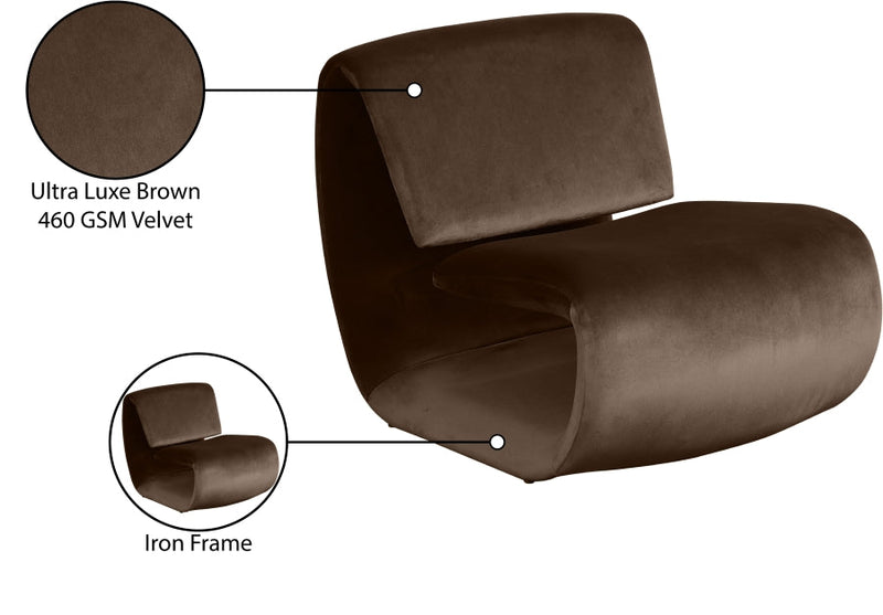Nouveau Velvet Upholstered Accent Chair in Brown - 33022Brown