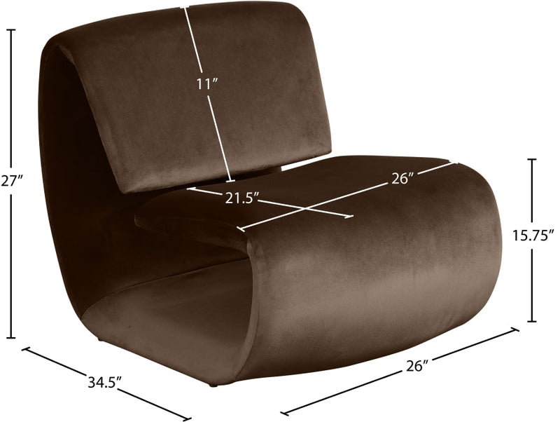 Nouveau Velvet Upholstered Accent Chair in Brown - 33022Brown