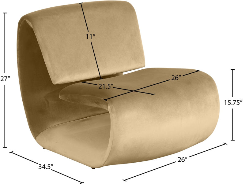 Nouveau Velvet Upholstered Accent Chair in Camel - 33022Camel