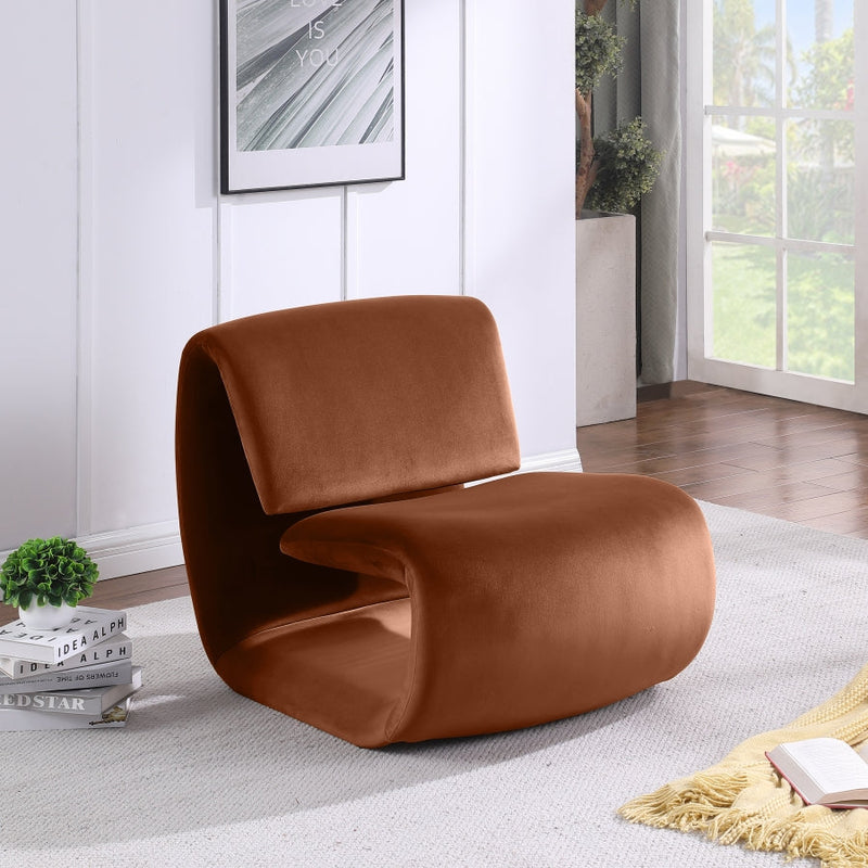 Nouveau Velvet Upholstered Accent Chair in Cognac - 33022Cognac