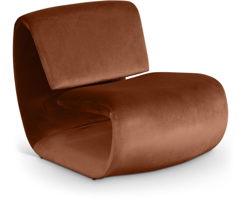 Nouveau Velvet Upholstered Accent Chair in Cognac - 33022Cognac