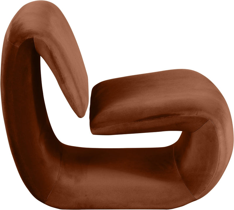 Nouveau Velvet Upholstered Accent Chair in Cognac - 33022Cognac