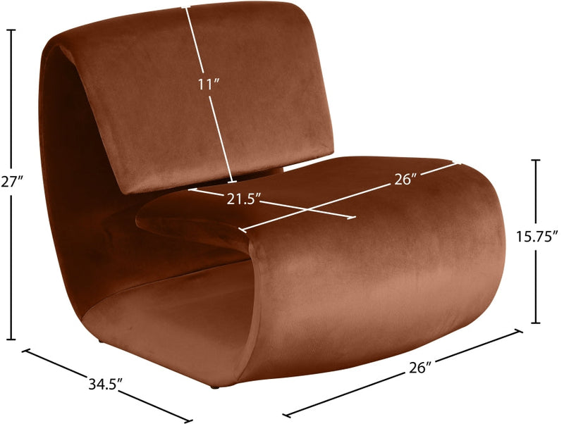 Nouveau Velvet Upholstered Accent Chair in Cognac - 33022Cognac