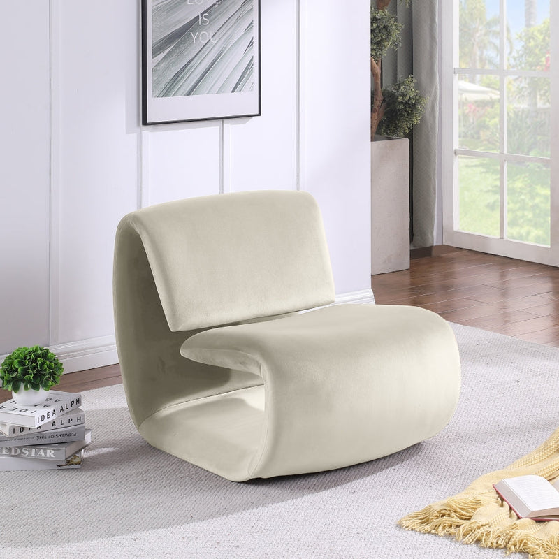 Nouveau Velvet Upholstered Accent Chair in Cream - 33022Cream