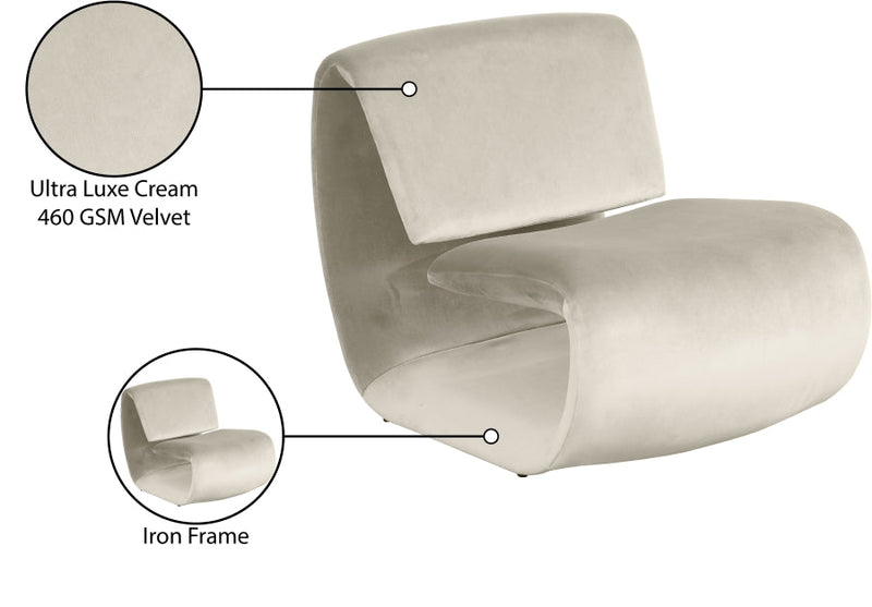 Nouveau Velvet Upholstered Accent Chair in Cream - 33022Cream