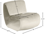 Nouveau Velvet Upholstered Accent Chair in Cream - 33022Cream