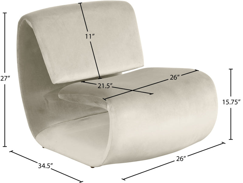 Nouveau Velvet Upholstered Accent Chair in Cream - 33022Cream