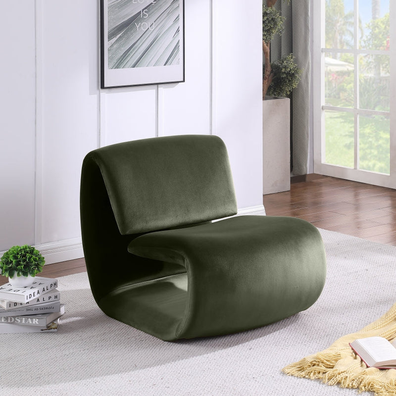 Nouveau Velvet Upholstered Accent Chair in Green - 33022Green