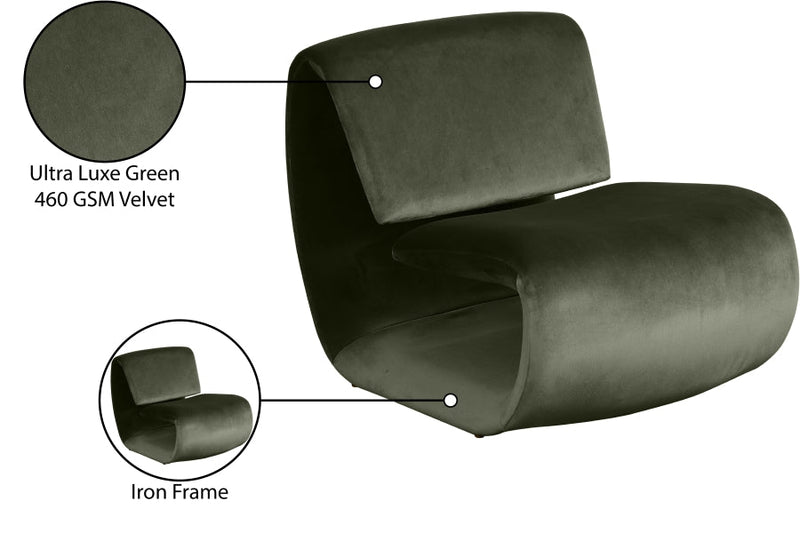 Nouveau Velvet Upholstered Accent Chair in Green - 33022Green